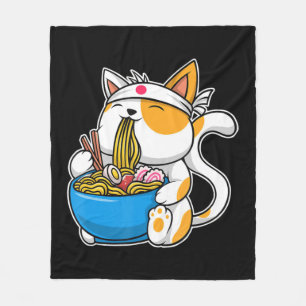 Cobertor De Velo Ramen Cute Cat Kawaii Anime Comida japonesa Neko C