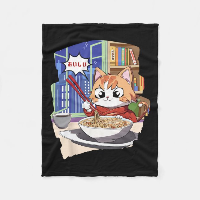 Cobertor De Velo Ramen Kawaii Cat Anime (Frente)
