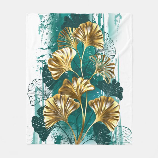 Cobertor De Velo Ramificação com Ouro deixa Ginko Biloba (Frente)