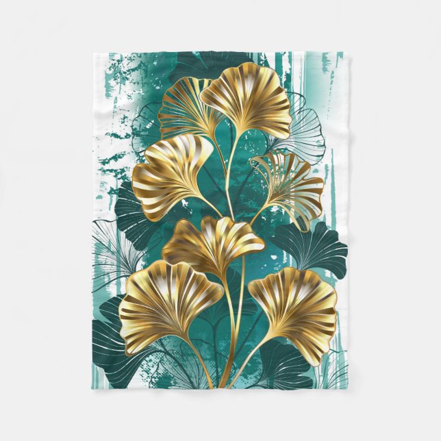 Cobertor De Velo Ramificação com Ouro deixa Ginko Biloba (Frente)