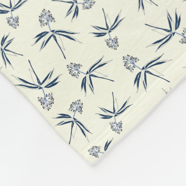 Cobertor De Velo Ramificações Azuis de Budding no creme - padrão pe (Quina)