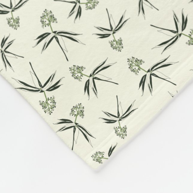 Cobertor De Velo Ramificações verdes amigáveis no creme - padrão pe (Quina)