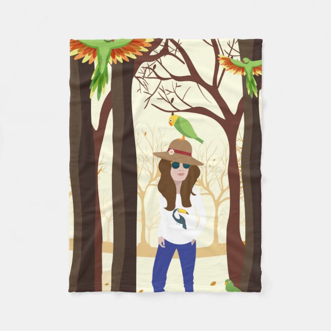 Cobertor De Velo Rapariga e papagaio (Frente)