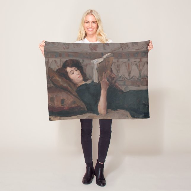 Cobertor De Velo Rapariga lendo um livro (reformulando em um mergul (In Situ)