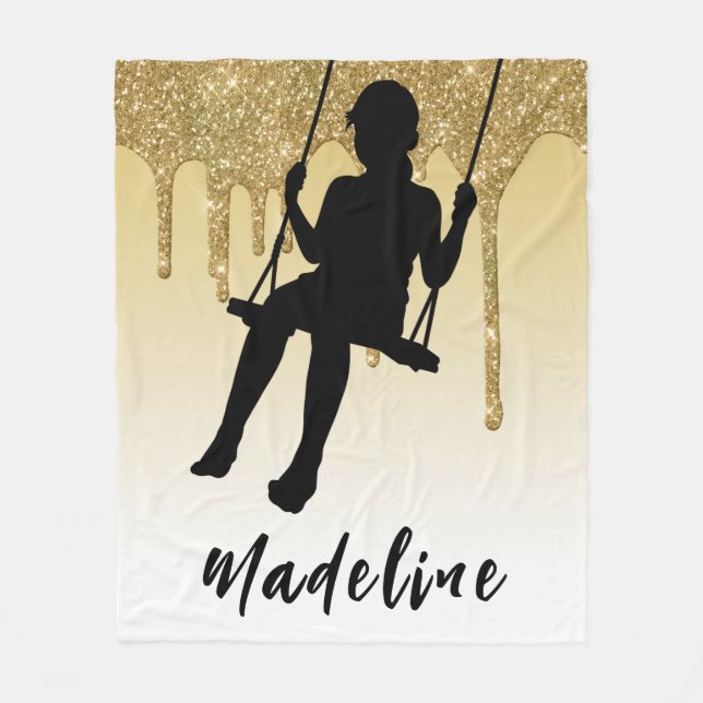 Cobertor De Velo Rapariga no bosque Dourado com brilho (Frente)