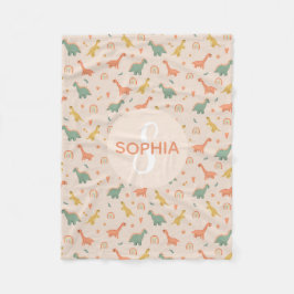 Cobertor De Velo Raparigas Bonitas, Rosa Dinossauras, Monogramas