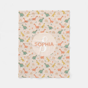 Cobertor De Velo Raparigas Bonitas, Rosa Dinossauras, Monogramas