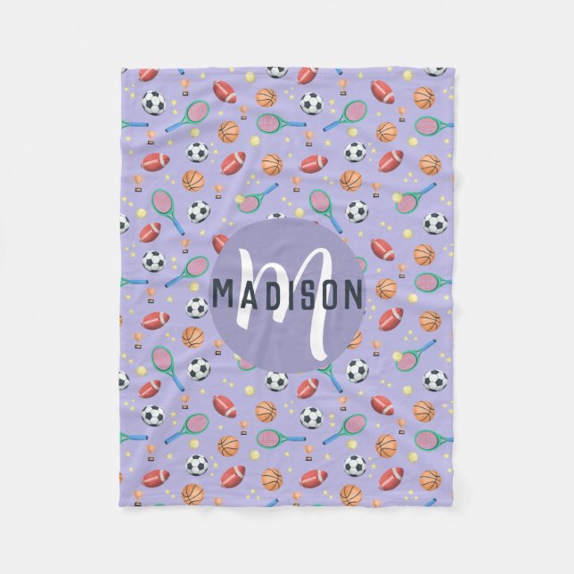 Cobertor De Velo Raparigas Cute Roxo De Futebol (Frente)