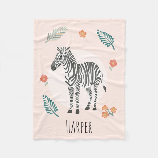 Cobertor De Velo Raparigas Zebra Rosa-Cor-de-Açúcar Safari (Frente)