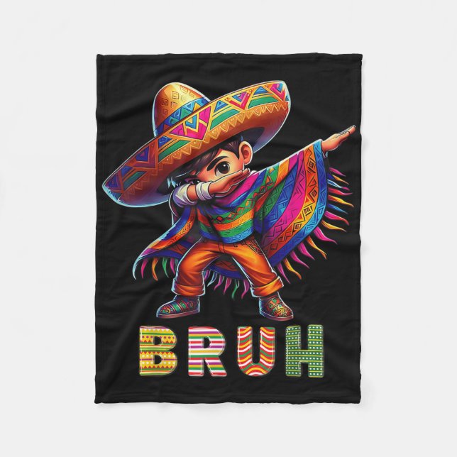 Cobertor De Velo Rapaz Mexicano Dabbing Poncho Cinco De Mayo Funny  (Frente)