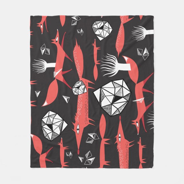 Cobertor De Velo Raposa Vermelha: Fundo Escuro Invisível. (Frente)