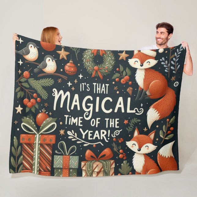 Cobertor De Velo Raposas de Natal e caixas de presentes (In Situ)