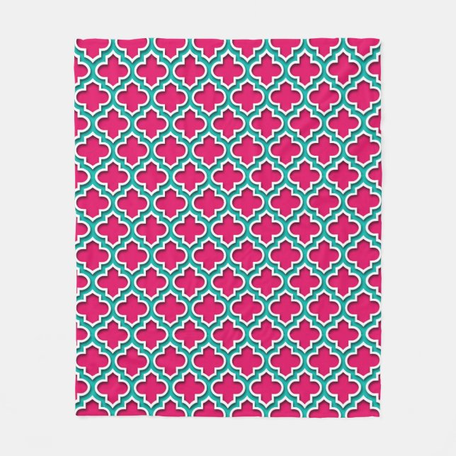 Cobertor De Velo Raspberry Teal White Quatrefoil Marroquino #5DS (Frente)