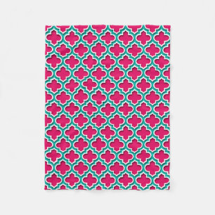 Cobertor De Velo Raspberry Teal White Quatrefoil Marroquino #5DS