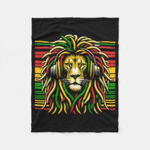 Cobertor De Velo Rasta Raggae Jamaica Lion Do Fone De Ouvido Sobre 