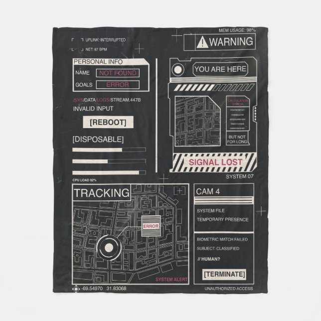 Cobertor De Velo Rastreamento - Design de Streetwear Techno-Brutali (Frente)