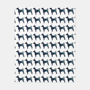 Cobertor De Velo Rat Terrier Black Watercolor Dog Silhouette