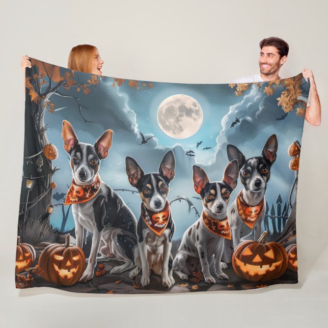 Cobertor De Velo Rat Terrier Halloween Assustador  (In Situ)