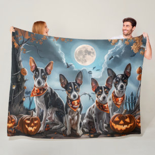 Cobertor De Velo Rat Terrier Halloween Spooky