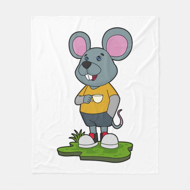 Cobertor De Velo Rato com copo de café (Frente)