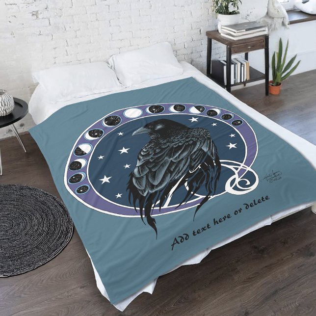 Cobertor De Velo Raven Moon Phases Stars Azul (Criador carregado)