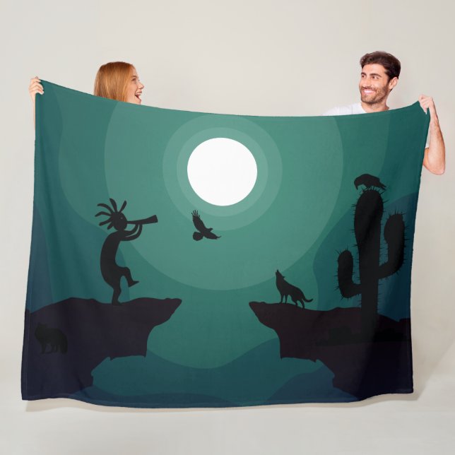 Cobertor De Velo Ravens Lobos Animais Kokopelli Sudoeste (In Situ)