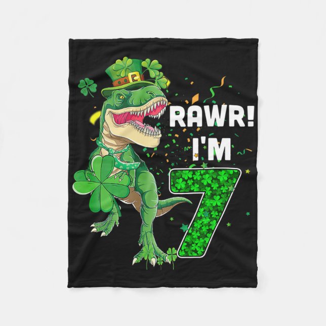 Cobertor De Velo Rawr eu tenho 7 anos de idade 2015 T Rex Dinossaur (Frente)