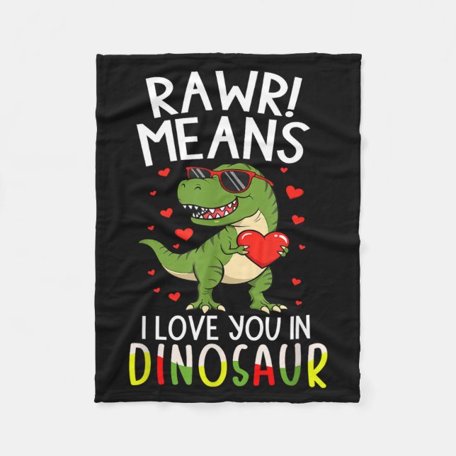 Cobertor De Velo Rawr Means I Love You In Dinosaur Valentine’s Day  (Frente)