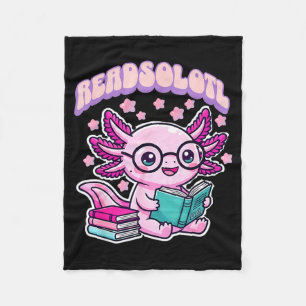 Cobertor De Velo Readsolotl kawaii axolotl engraçado livro leitura