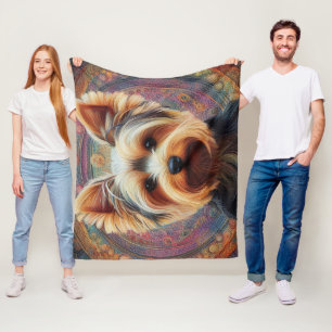 Cobertor De Velo Realista Yorkshire Terrier Dog Fronteira Colorida