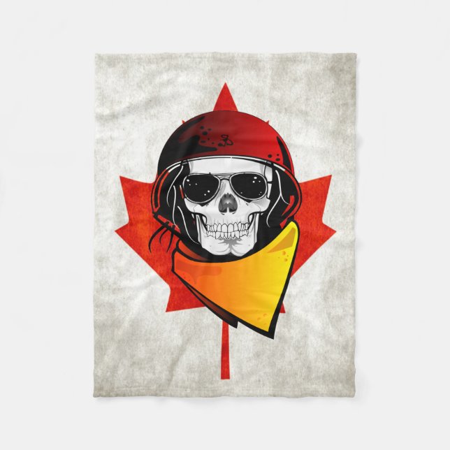 Cobertor De Velo Rebel Skull - Bandeira Canadiana Incomodada (Frente)