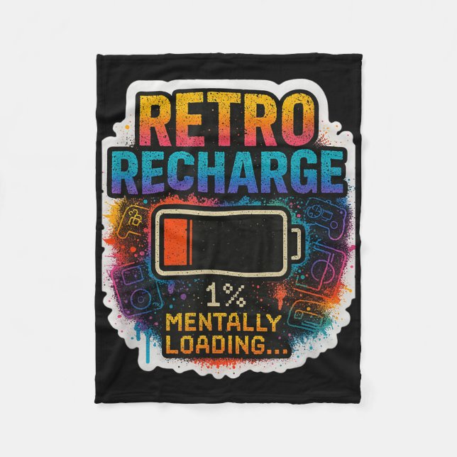 Cobertor De Velo “Recarga Retro – Carregando Mentalmente…”  (Frente)