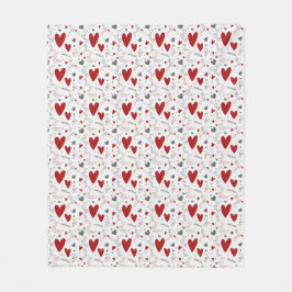 Cobertor De Velo Red and Black Doodle Hearts Love