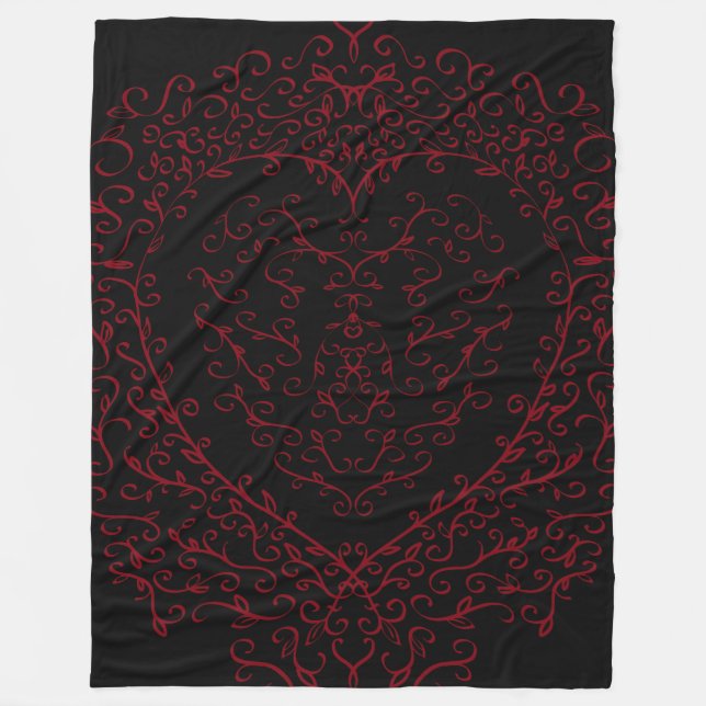 Cobertor De Velo Red Black Wedding Gothic Heart Belo Elegante (Frente)