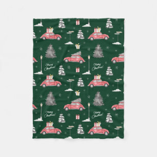 Cobertor De Velo Red Car Winter Patterno Feliz Natal Verde Pequeno