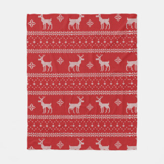 Cobertor De Velo Red Christmas Deer Sweater Knit Christmas Blanket