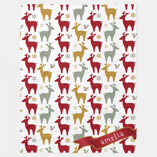 Cobertor De Velo Red Christmas Reindeer Pattern#12 ID1009 (Frente)