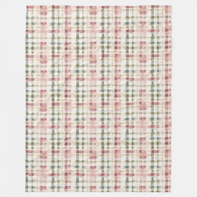 Cobertor De Velo Red Cream Plaid Stripes Birthday (Frente)
