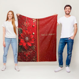 Cobertor De Velo Red Flower Fleece Blanket