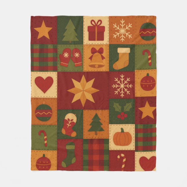 Cobertor De Velo Red Green Patchwork Quilt Rustic Farmhouse Floral (Frente)