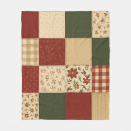Cobertor De Velo Red Green Patchwork Quilt Rustic Farmhouse Floral