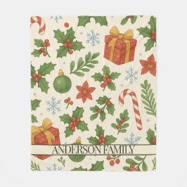 Cobertor De Velo Red Green Pine e Berry Floral Holiday