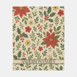Cobertor De Velo Red Green Pine e Berry Watercolor Holiday
