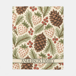 Cobertor De Velo Red Green Pine e Berry Watercolor Holiday