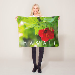 Cobertor De Velo Red Hibiscus Hawaii Flor Tropical