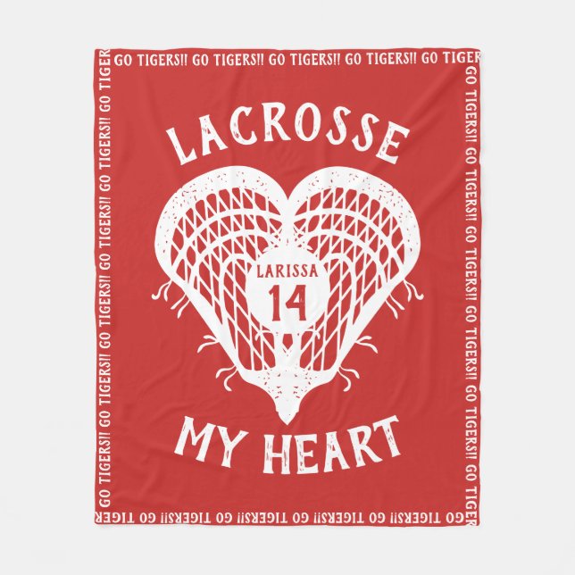 Cobertor De Velo Red Lacrosse My Heart (Frente)