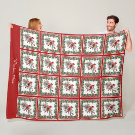 Cobertor De Velo Red Mockingbird Poinsettia Fronteiras Vermelhas Pe