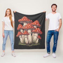 Cobertor De Velo Red Mushroom Cluster Graphic - Retro Cottagecore