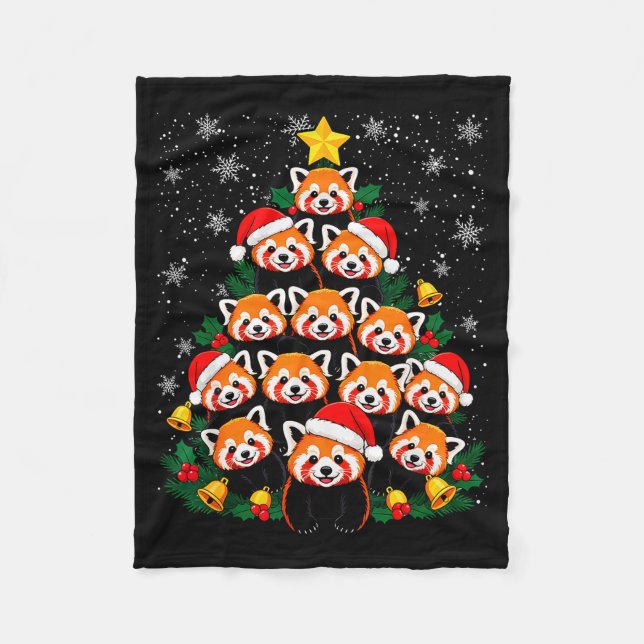 Cobertor De Velo Red Panda Christmas Tree Funny Animal  (Frente)