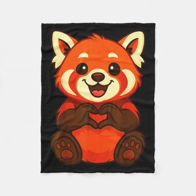 Cobertor De Velo Red Panda Doing Heart With Hands Valentines Day  (Frente)